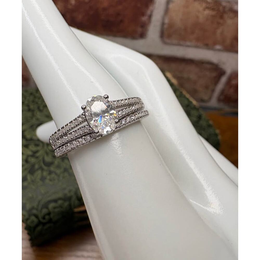 Size 7 - 1.35 CTW Moissanite Wedding Set Rings  925 Sterling Silver
